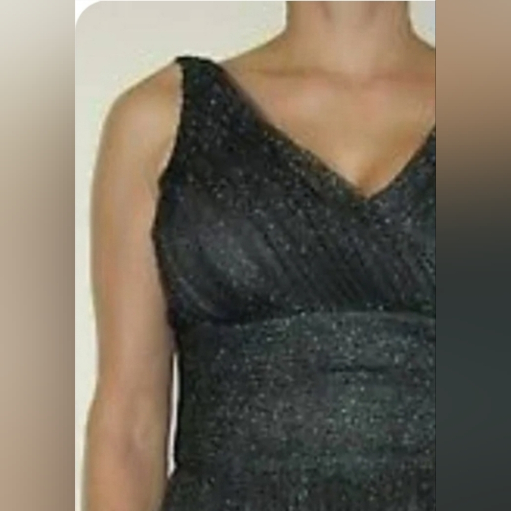 Coldwater Sleeveless Black/Silver Sparkle V neck Dress NWT 12